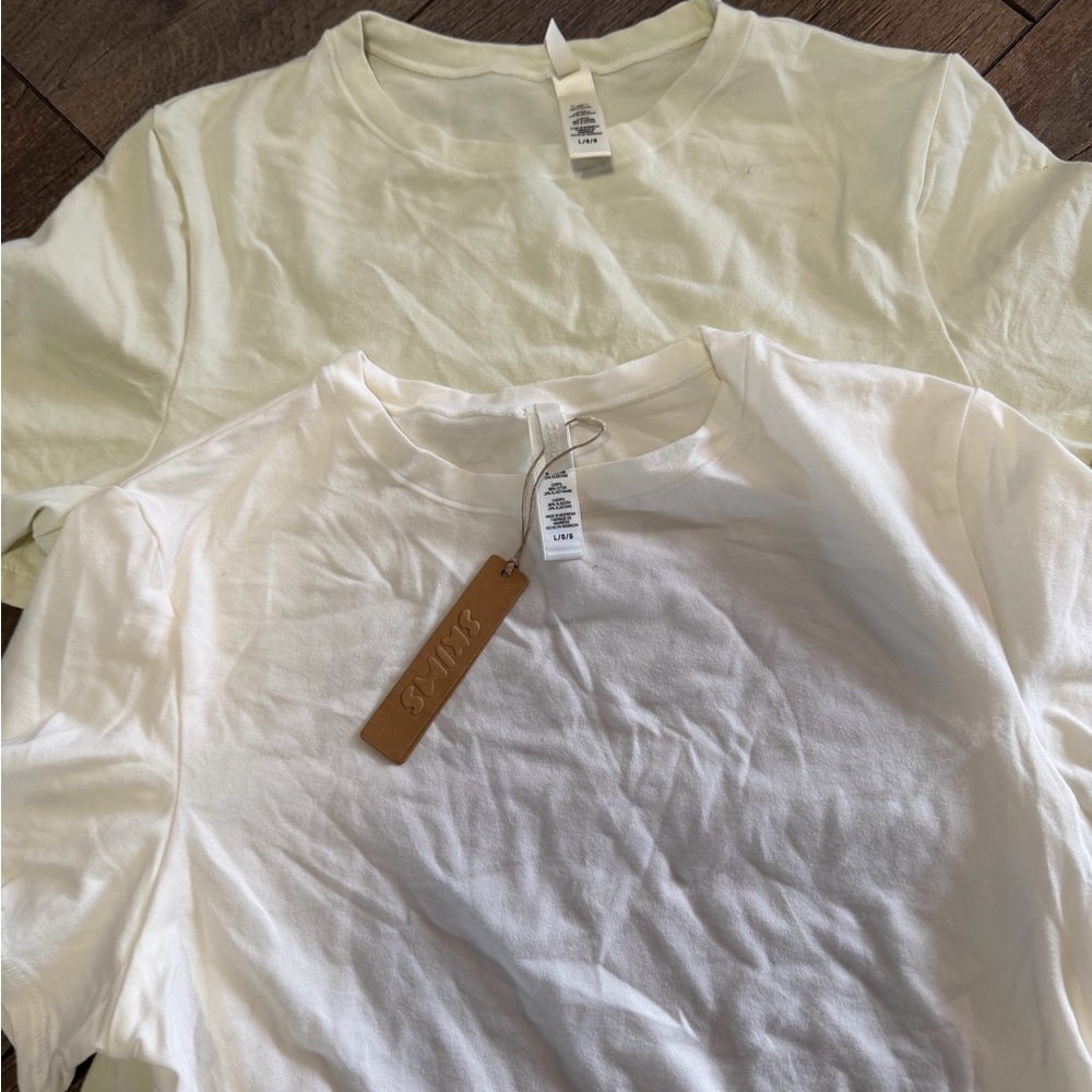 SKIMS cotton jersey white  and Cream T-Shirts size L - Picture 5 of 5